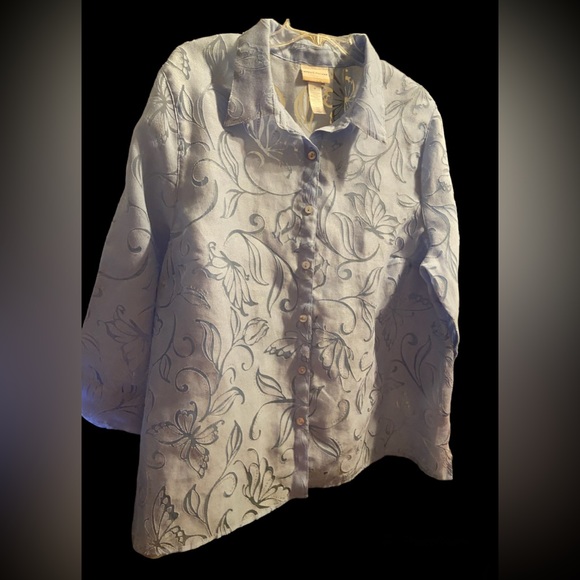 Alfred Dunner Womens plus size 3x sheer button down Floral Mock-Layer Top - Picture 5 of 9